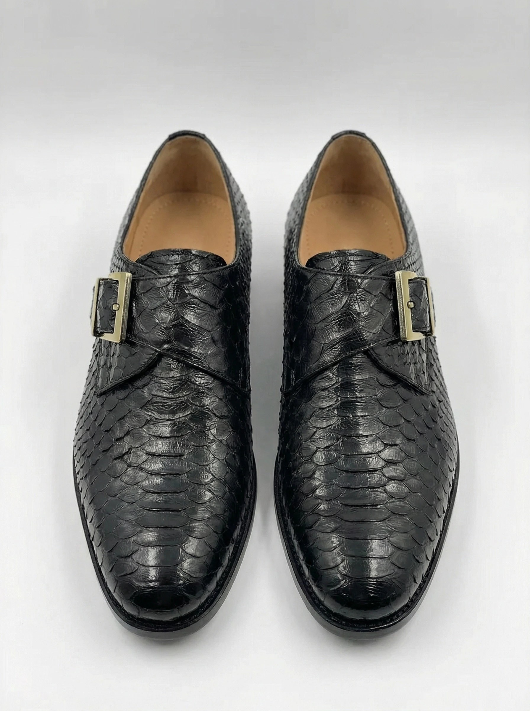 Snake Skin Shoes With Buckle Strap