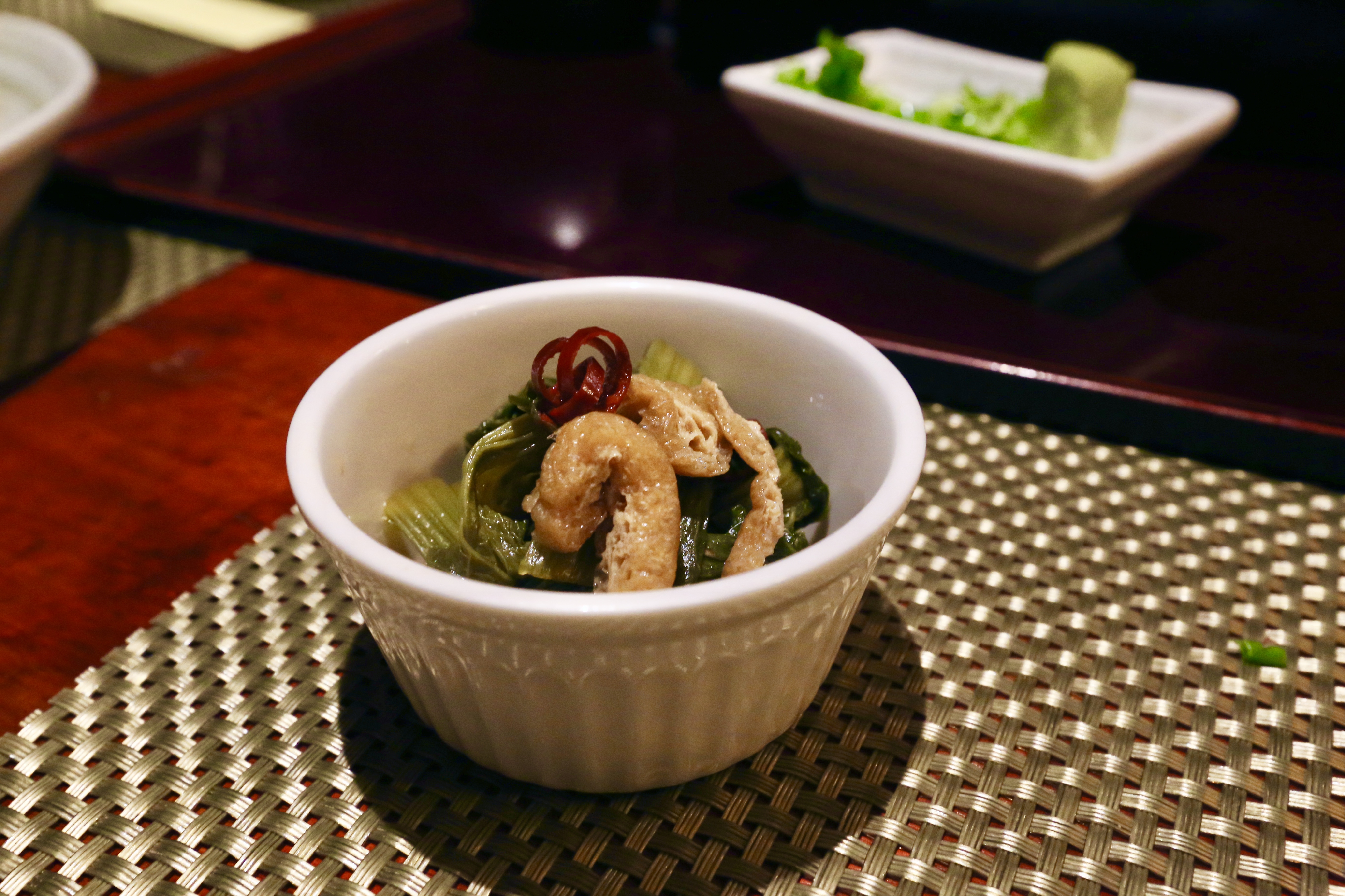 Tsukidashi (3.0) - (free appetizer) napa cabbage and tofu skins in soy sauce.