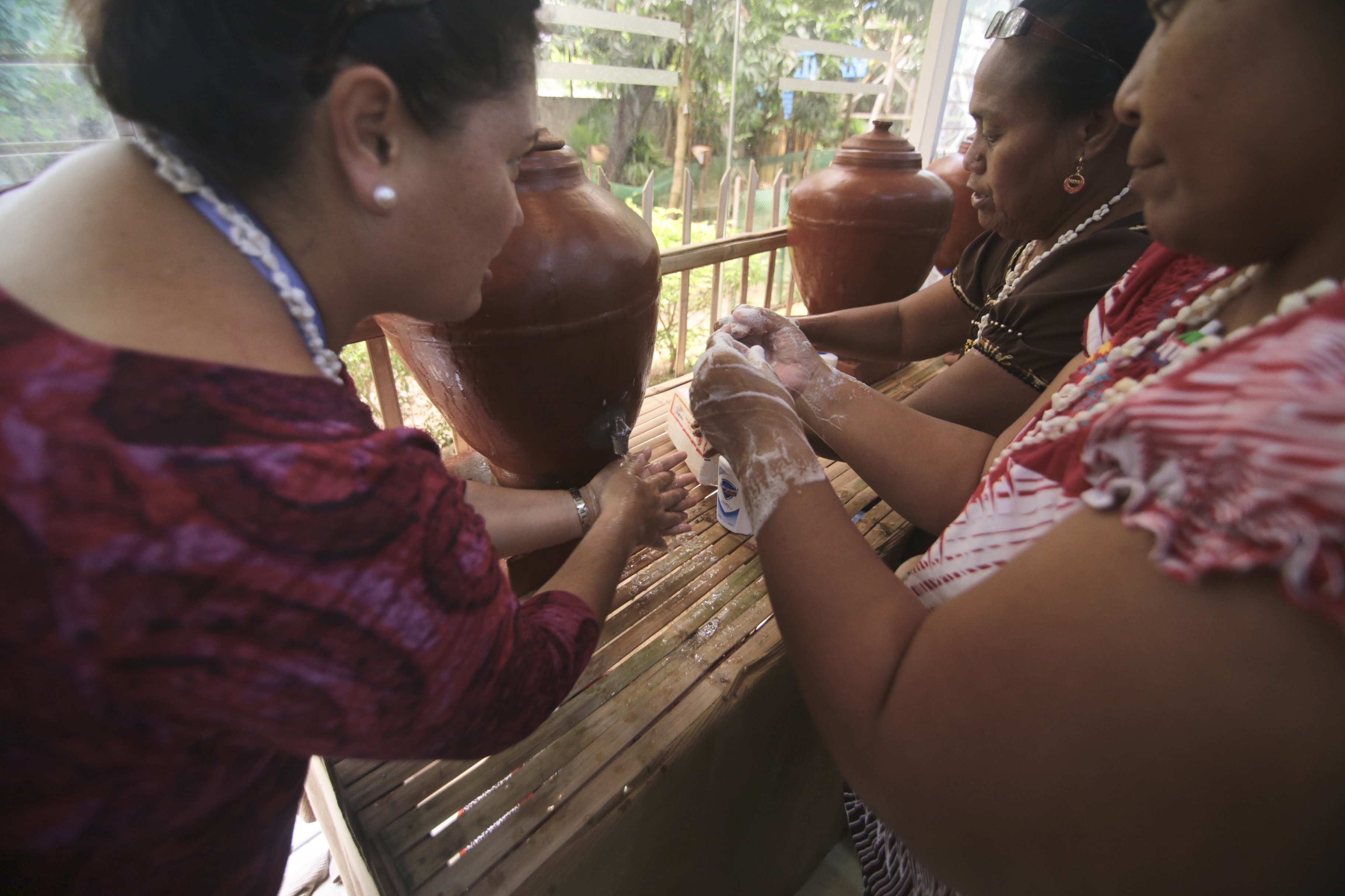 They constructed these cute folksy hand-washing stations right there in the dining hall - I've never seen grown-ups so excite to wash their hands.