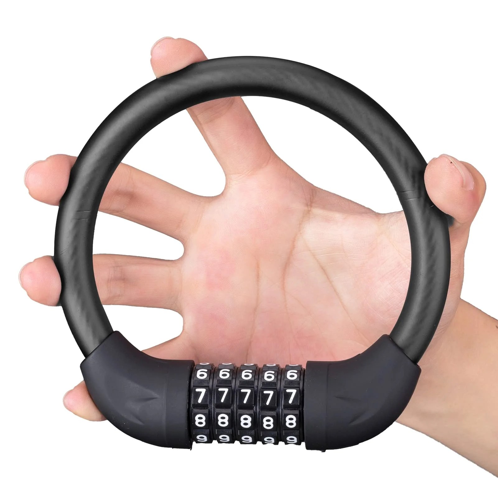 5-Digit Combination Bike Lock Lightweight Anti-Theft Cable Black