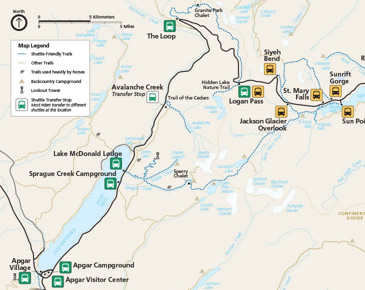 Glacier National Park Shuttle Map LEUA Map Cropped 