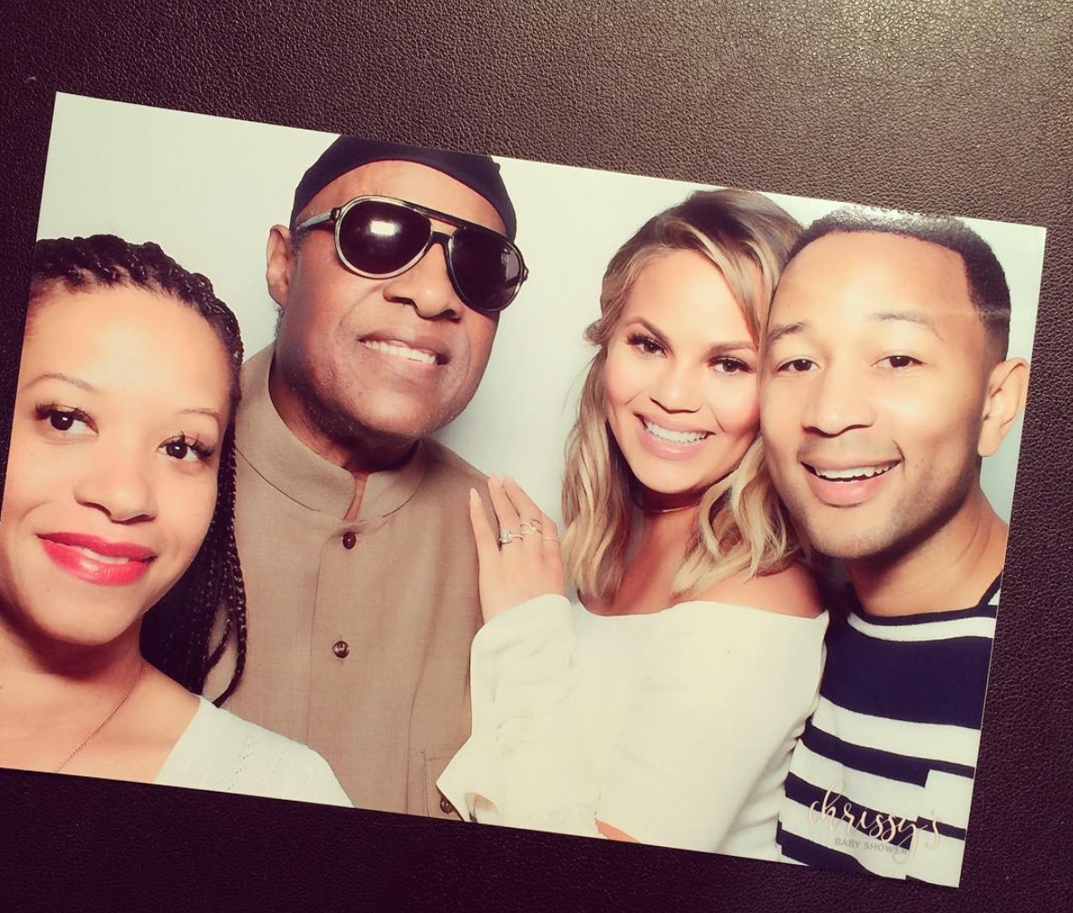 Chrissy Teigen, John Legend, and Stevie Wonder At Baby Shower
