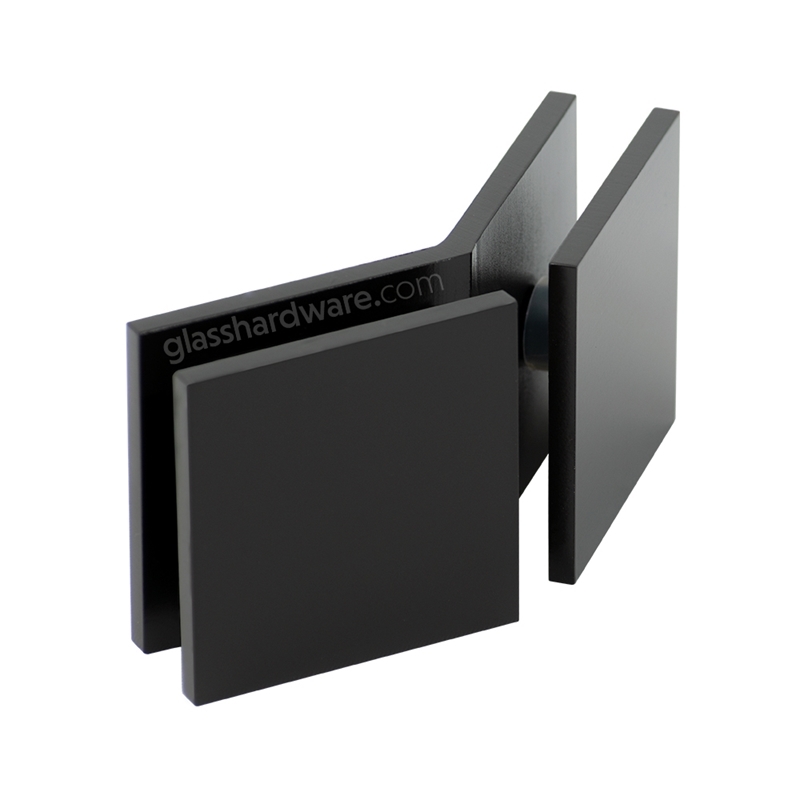 The Glass-to-Glass 135 Degree Square Edge Clamp (Split Face) in Oil Rubbed Bronze.