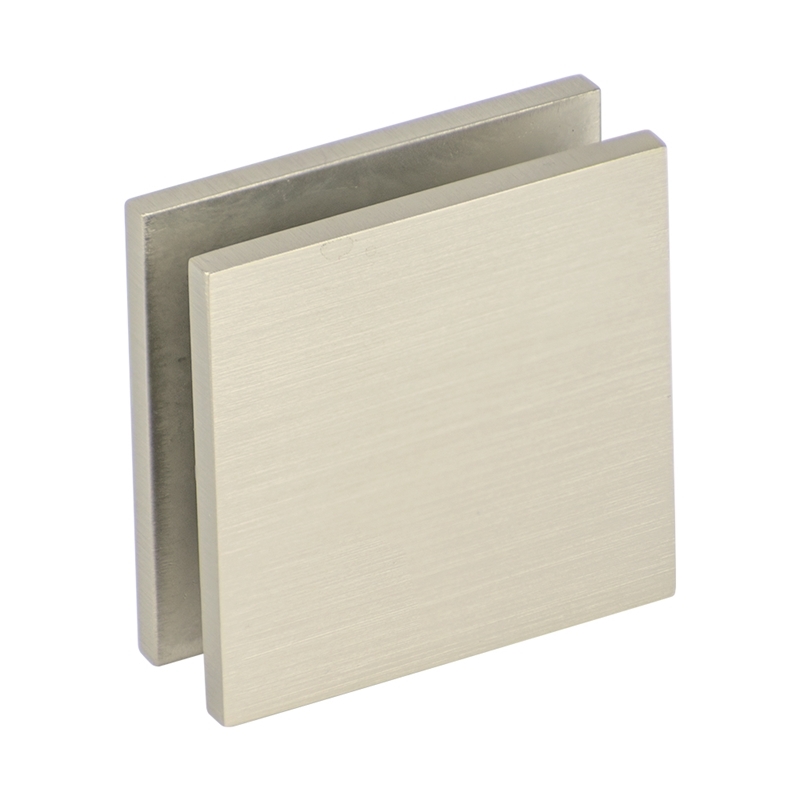 Oversized Wall-to-Glass Square Edge Clamp - Brushed Nickel