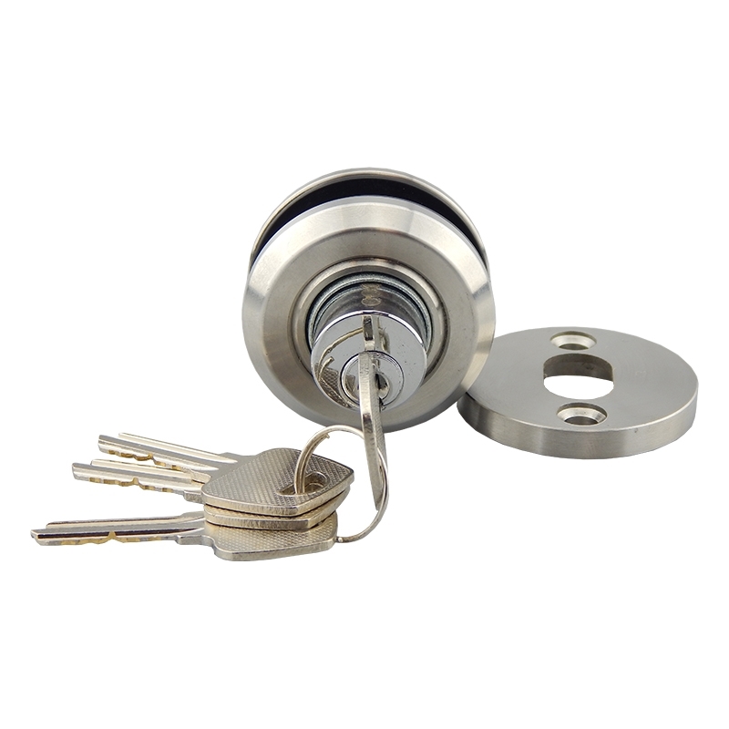 Barn Door Lock Wall-to-Glass - Brushed Stainless