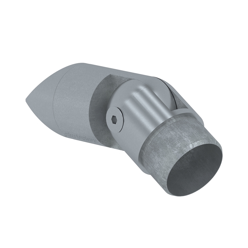 Pivotable Connector for Round Handrail To Post - Brushed Stainless