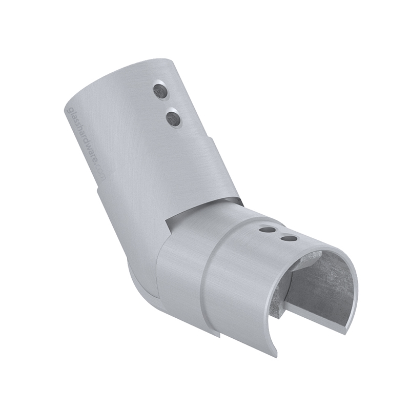 25-55 Deg. Articulated Angle Connector For Slotted Round Tube - Brushed Stainless