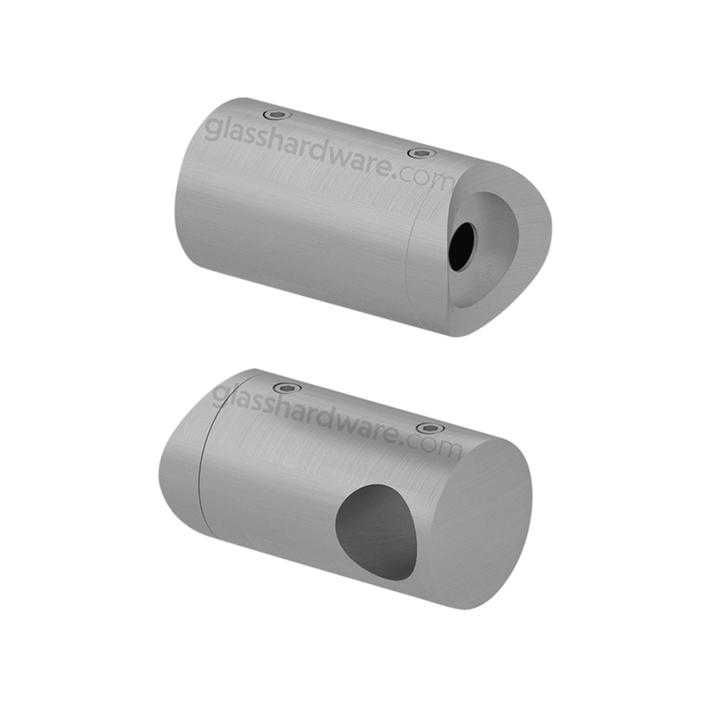 Blind-End Rod Connector for Round Post (Left Hand) - Brushed Stainless