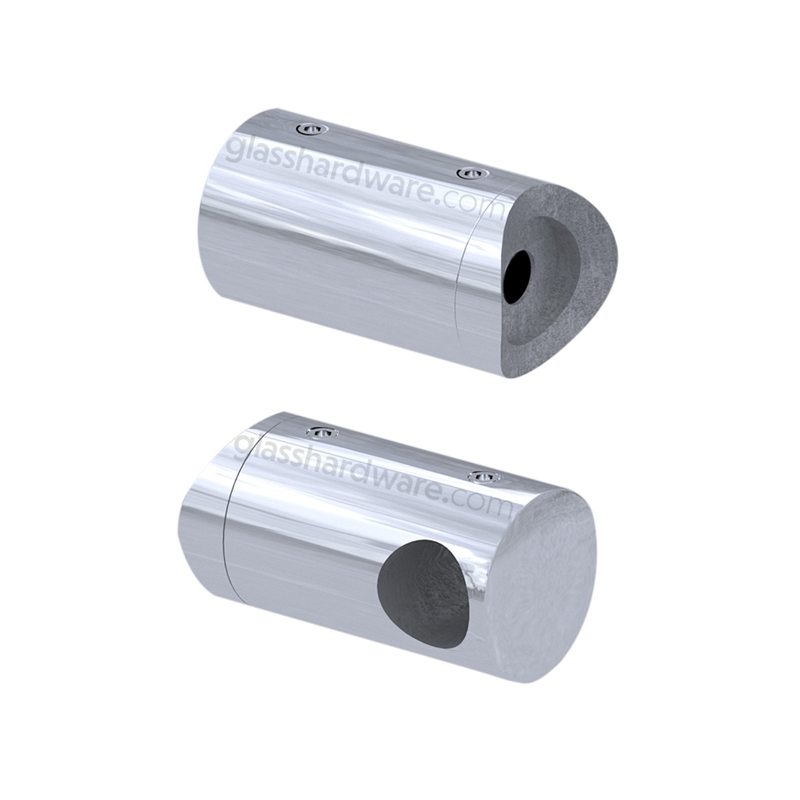 Blind-End Rod Connector for Round Post (Left Hand) - Polished Stainless