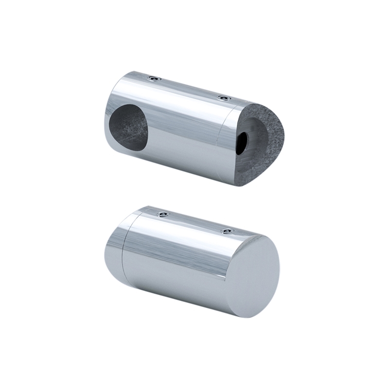 Round Holder Connector (Right) For 1/2" Bar - Polished Stainless