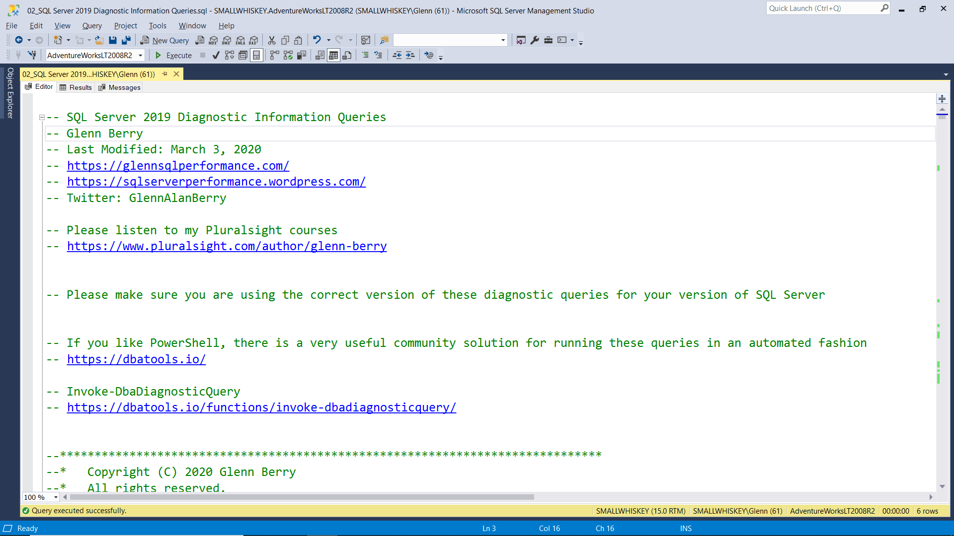 SQL Server Diagnostic Information Queries