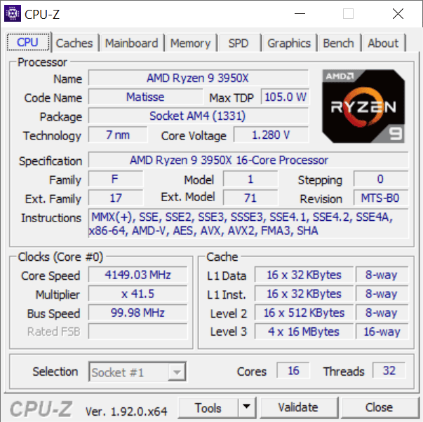 CPU-Z CPU Tab