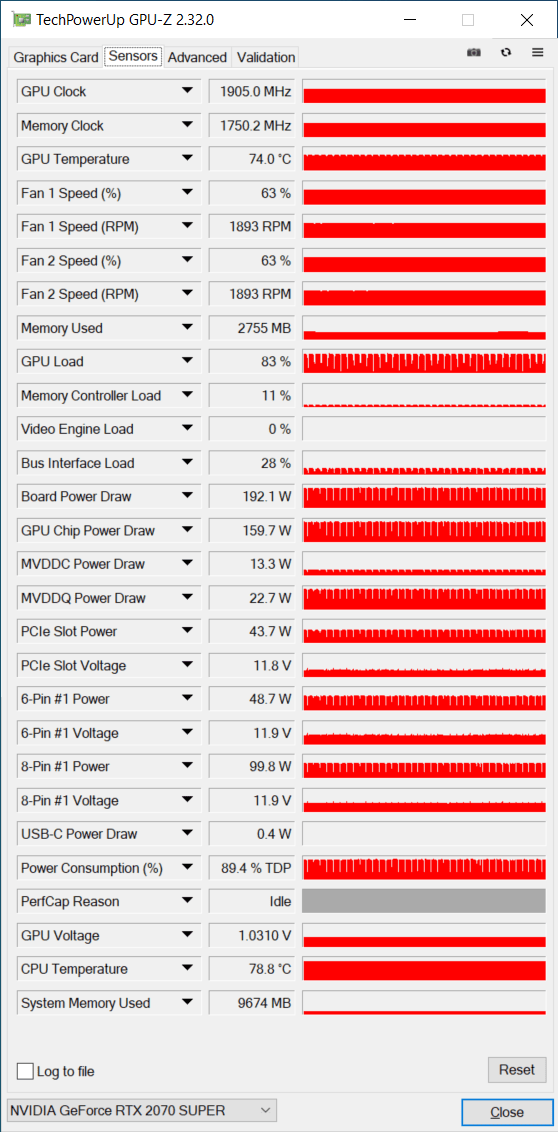 GPU-Z Sensors Tab

