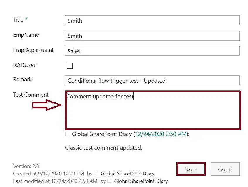Track comments version history in SharePoint Online list - Global ...