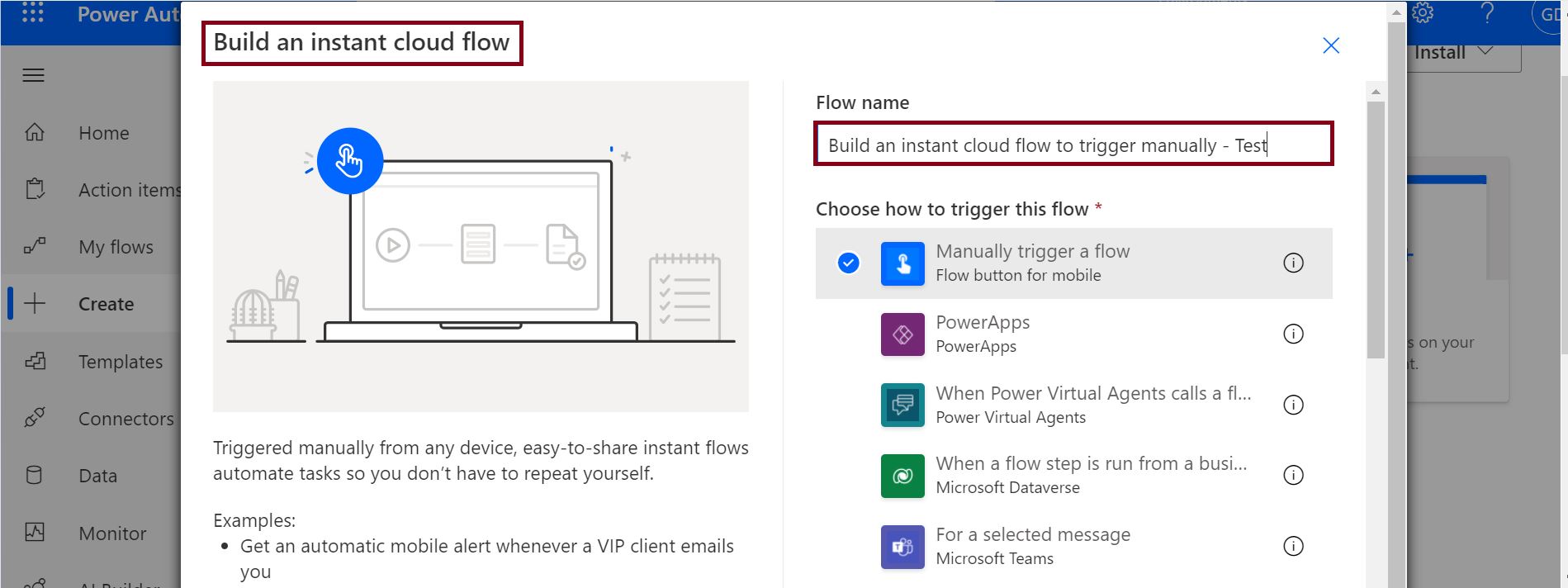 Types of Flows in Power Automate: Instant Cloud Flow (3 Ways To Make a ...