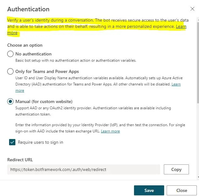 Microsoft Copilot Studio: How to Get Started Step by Step 19 Configure Authentication in Copilot ChatGPT