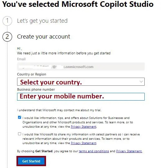 Microsoft Copilot Studio: How to Get Started Step by Step 6 Microsoft Copilot Studio Setup Sign in - Step2