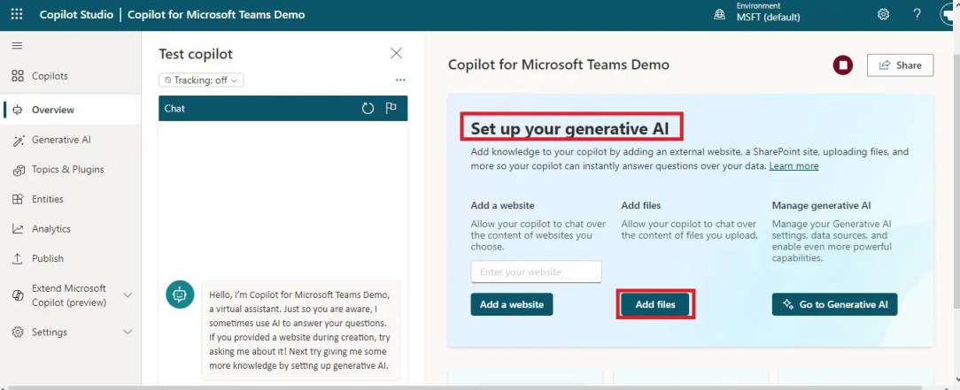 Develop Copilot for Microsoft Teams in just 5 minutes 6 Set up your generative AI for Microsoft Teams Copilot