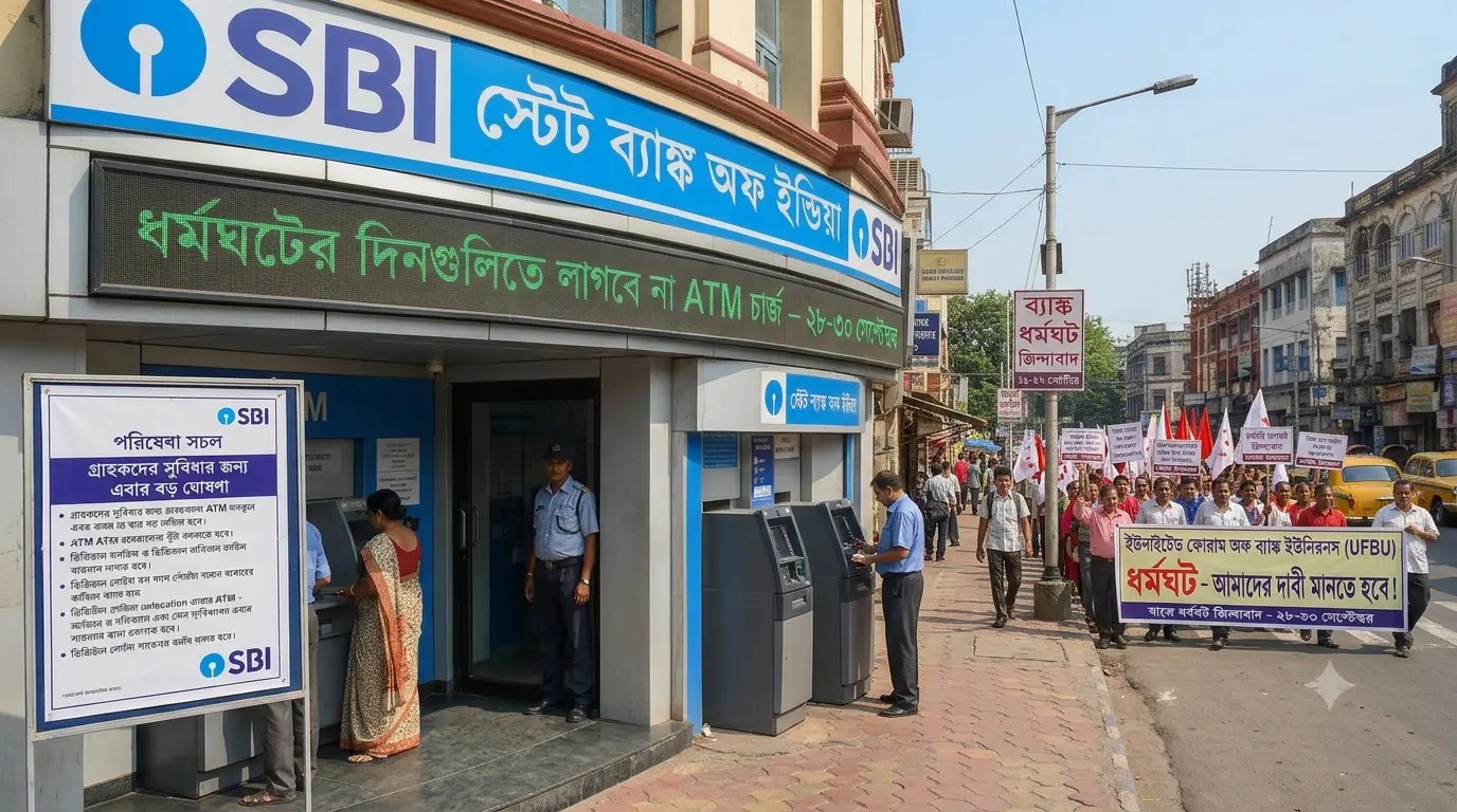 ​ব্যাঙ্কিং ধর্মঘটে বড় স্বস্তি! ২৮-৩০ সেপ্টেম্বর SBI এটিএম ব্যবহারে লাগবে না কোনও চার্জ
