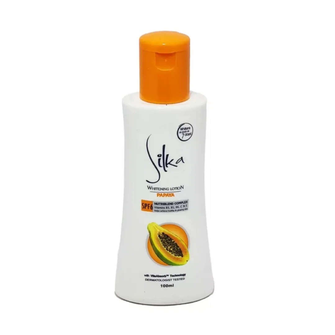 Silka Papaya Whitening Lotion 100Ml With Spf 6 And Papaya Enzyme Front Bottle