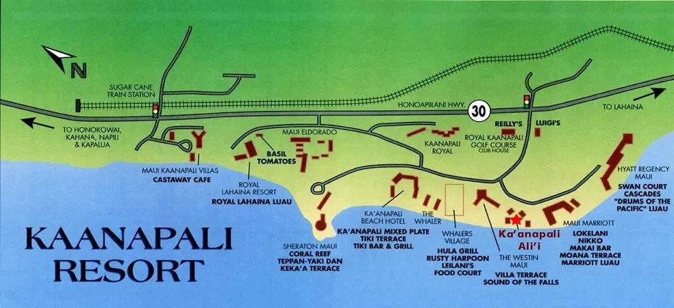 Kaanapali Beach Resort Map Lahaina HI Kaanapali Resort Map.webp