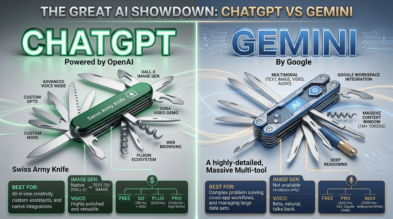 ChatGPT vs Gemini AI assistants comparison