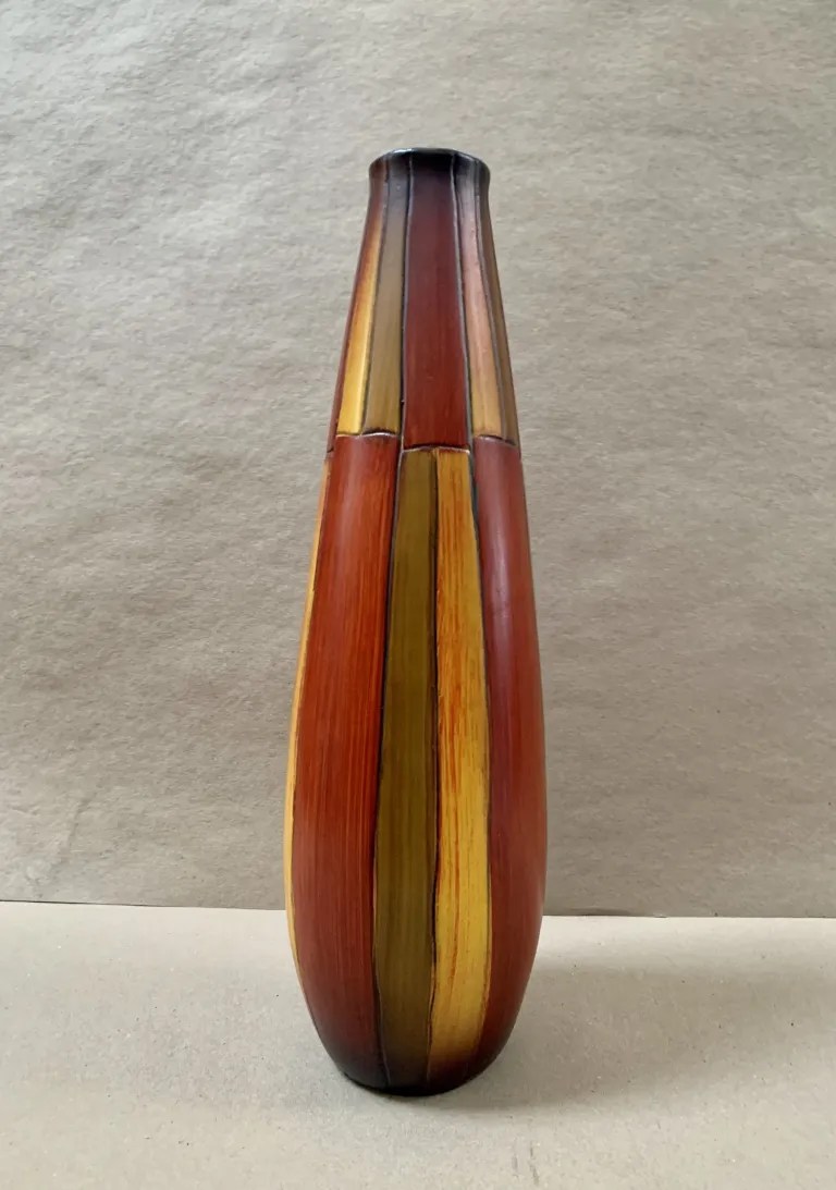 Multicolor Elongated Block Design Ceramic Vase, 18.6'' x 5''