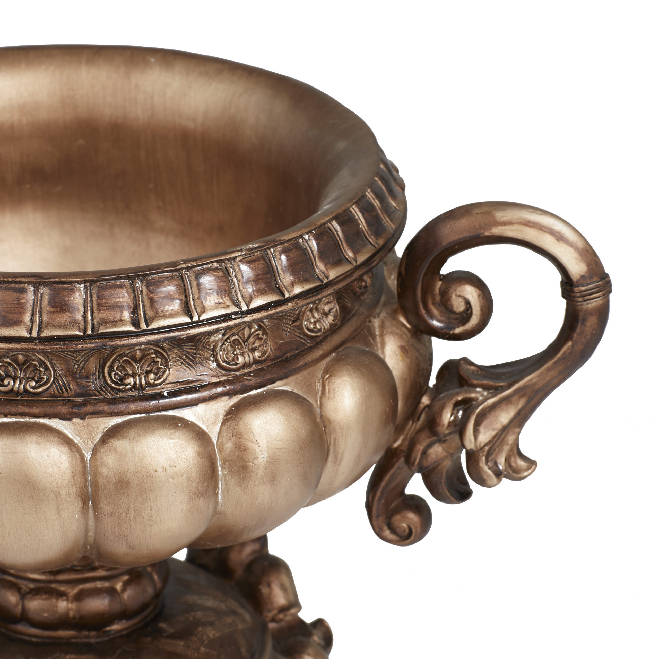 Bronze Decorative Bowl Poly Stone Ornate Greek Amphora Style,17″ X 11″