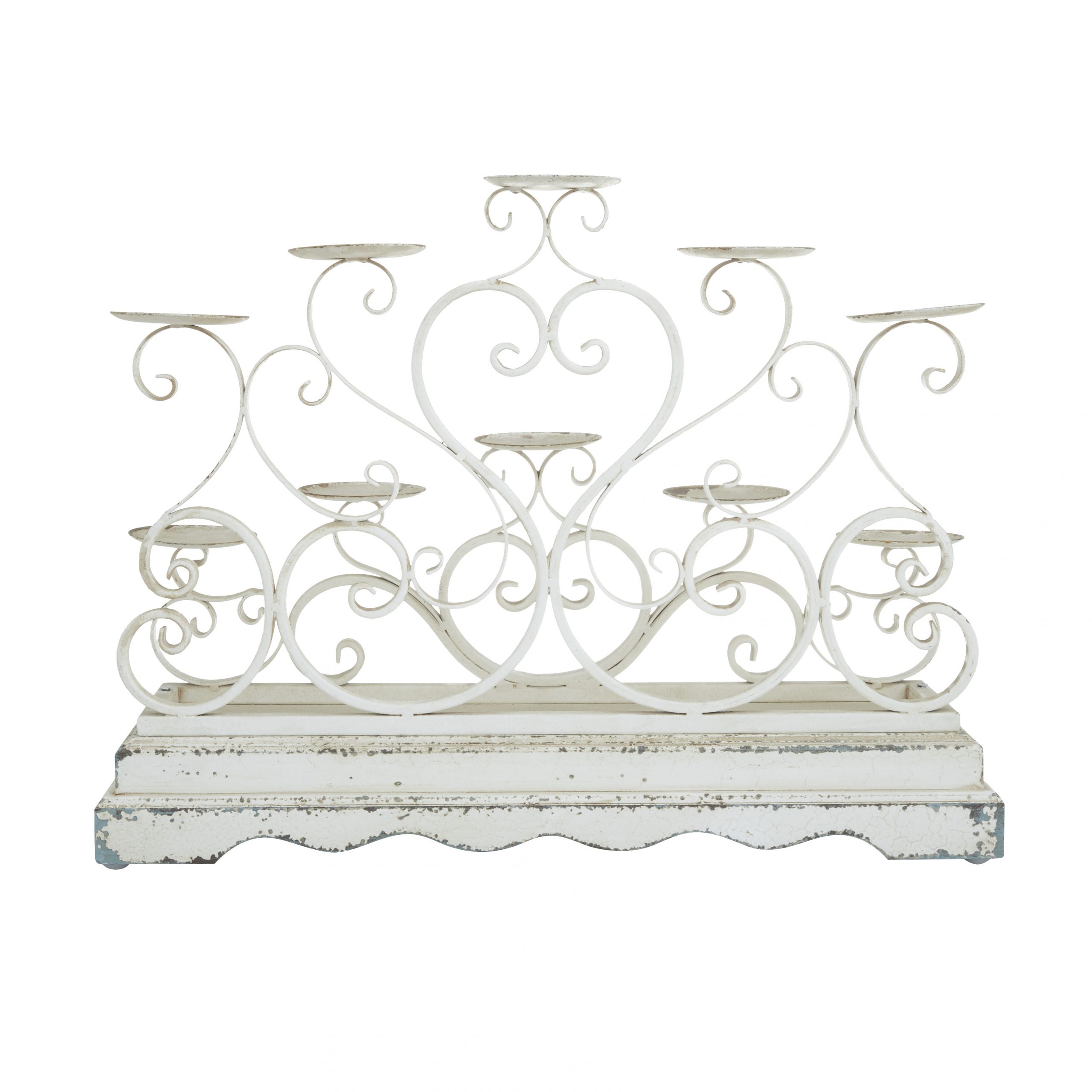 Metal Scroll Candelabra White 23",18"