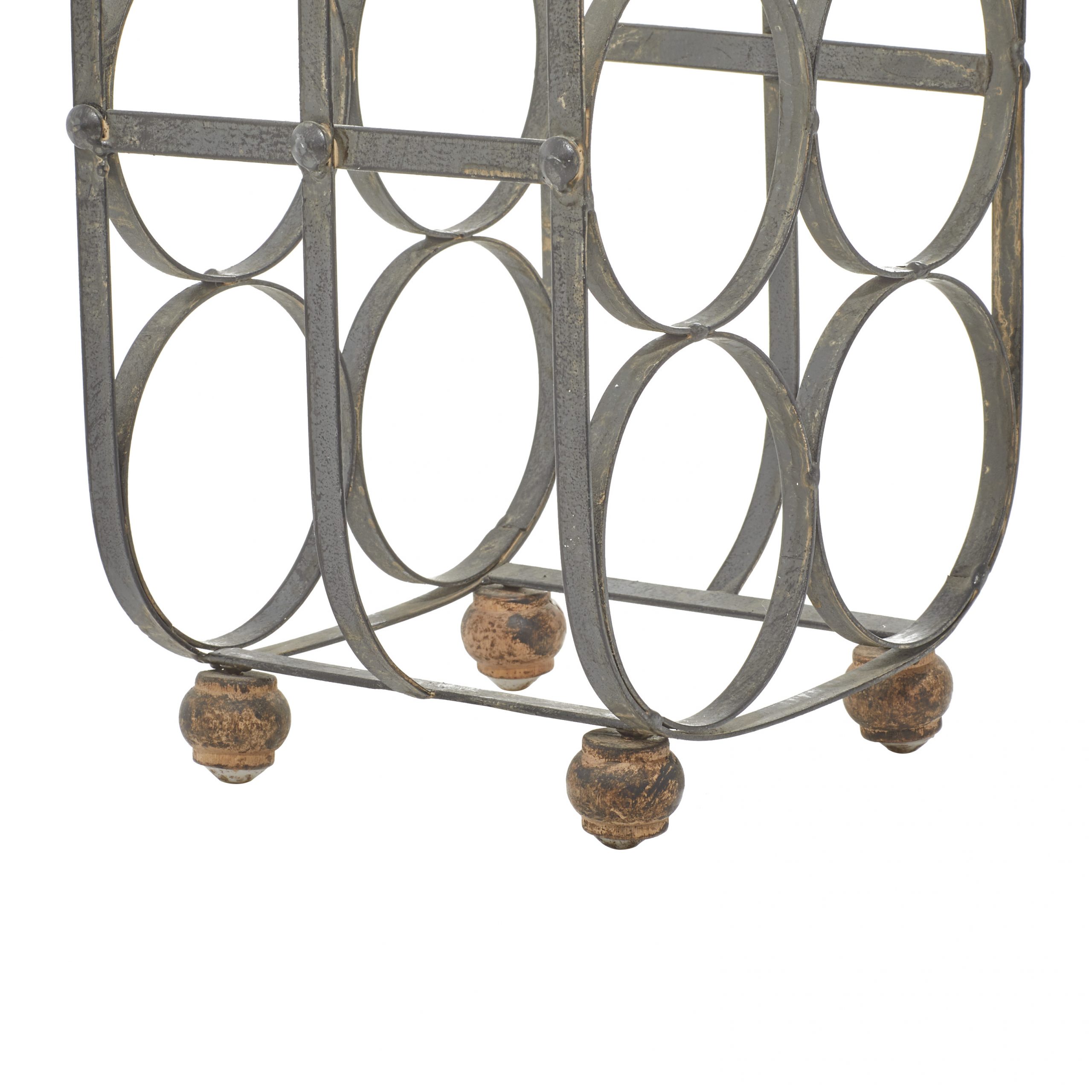 Matt Black Metal Wine Holder with Handle, 8″W x 16″H
