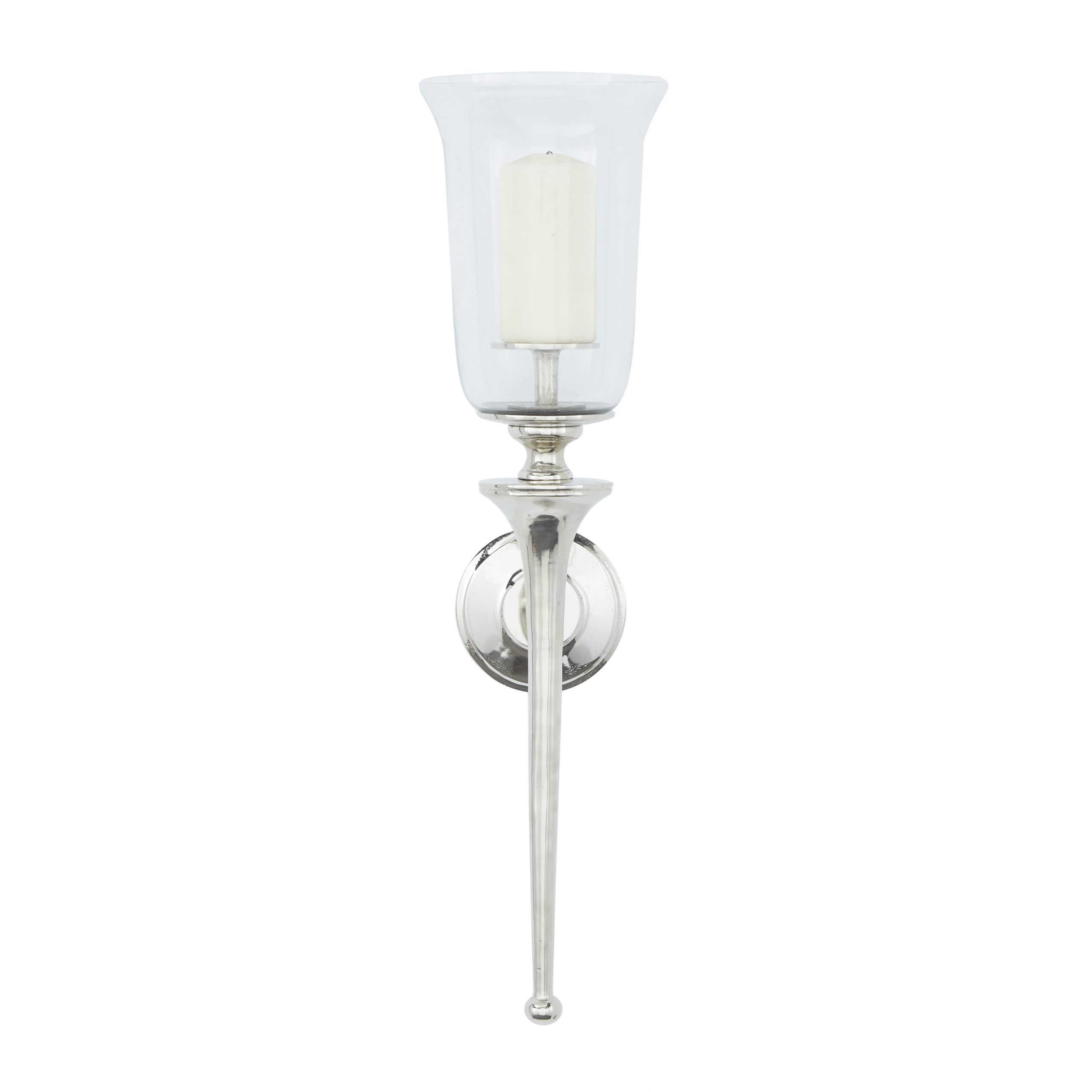 Silver Metal Wall Sconce, 8″ x 30″