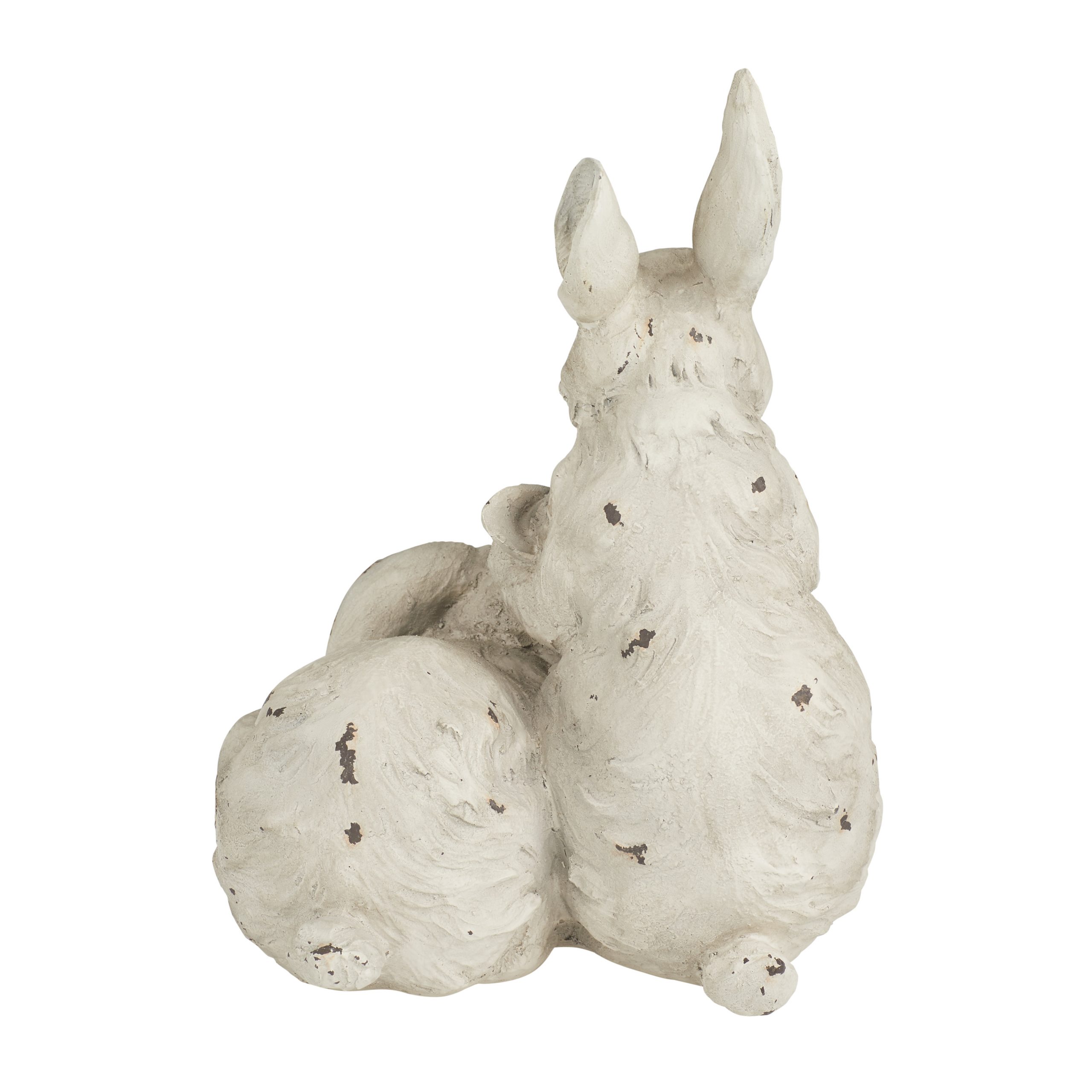 White Rabbit Pair Garden Sculpture, 8″W x 11″H
