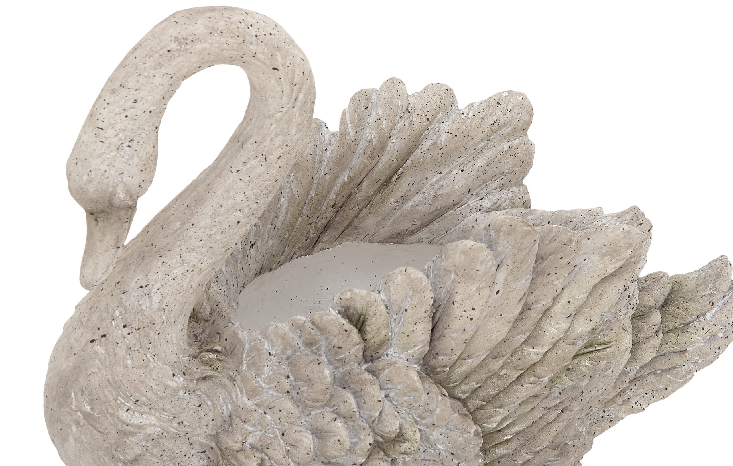 Light Gray & White Garden Swan Bird Sculpture Vase, 18″W x 15″H