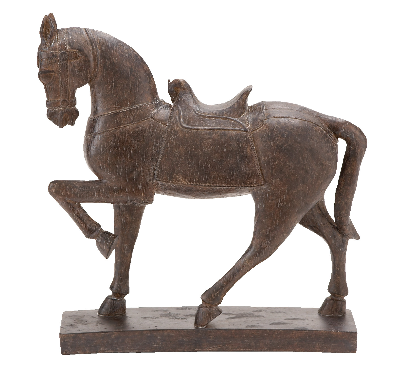 Brown Prancing Horse Sculpture, 14″
