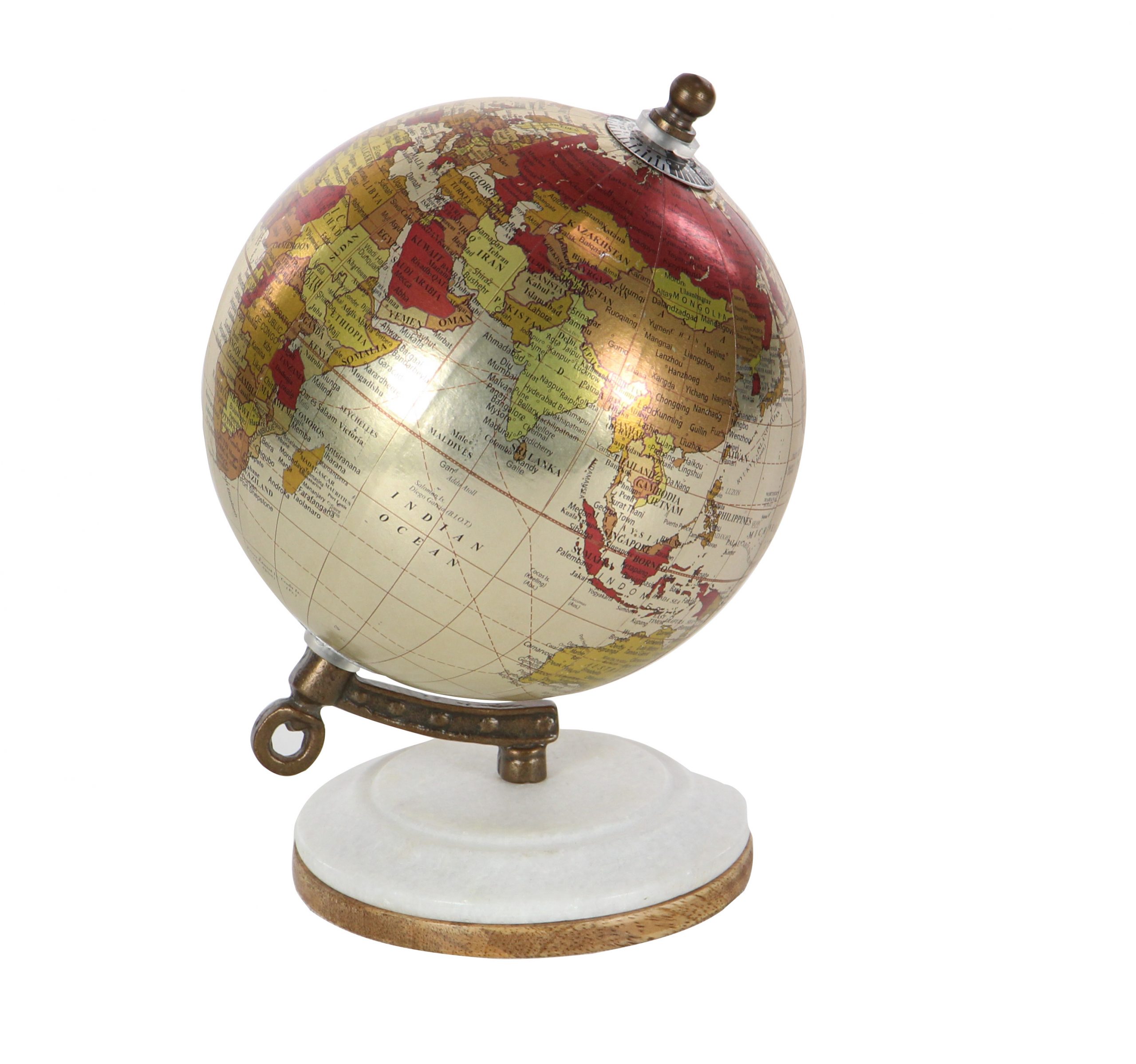 Multicolored Globe With Marble Base, 8″H
