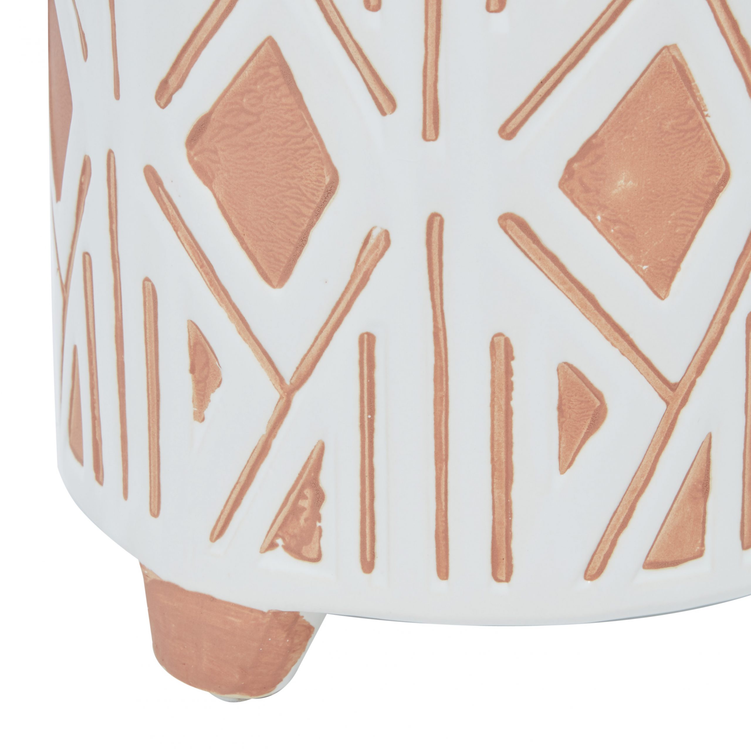 White and Peach Ceramic Planter (Set of 3), 8″, 7″, 5″H