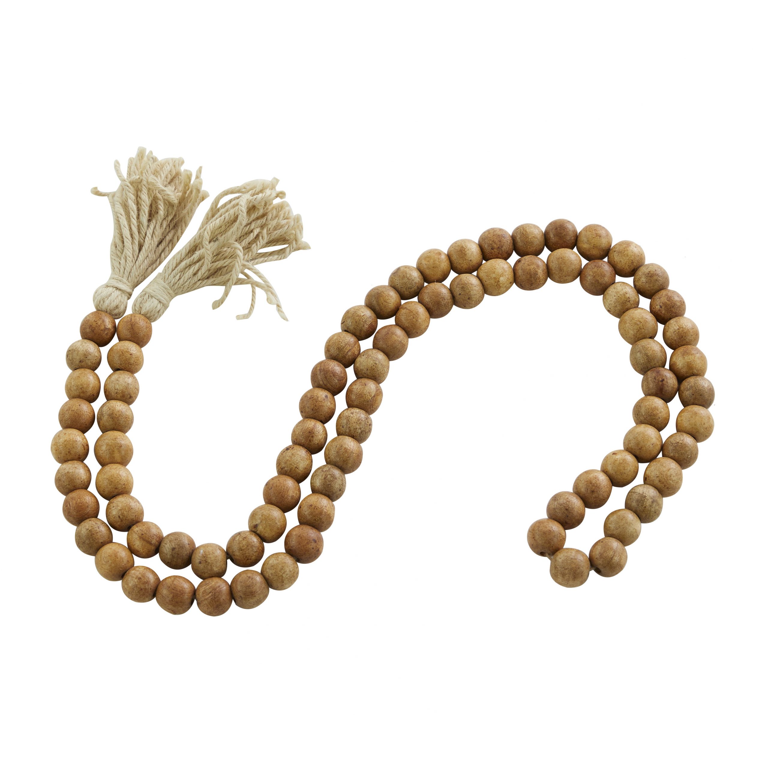 Dark Brown Wood Bead Garland with Tassel, 80″L