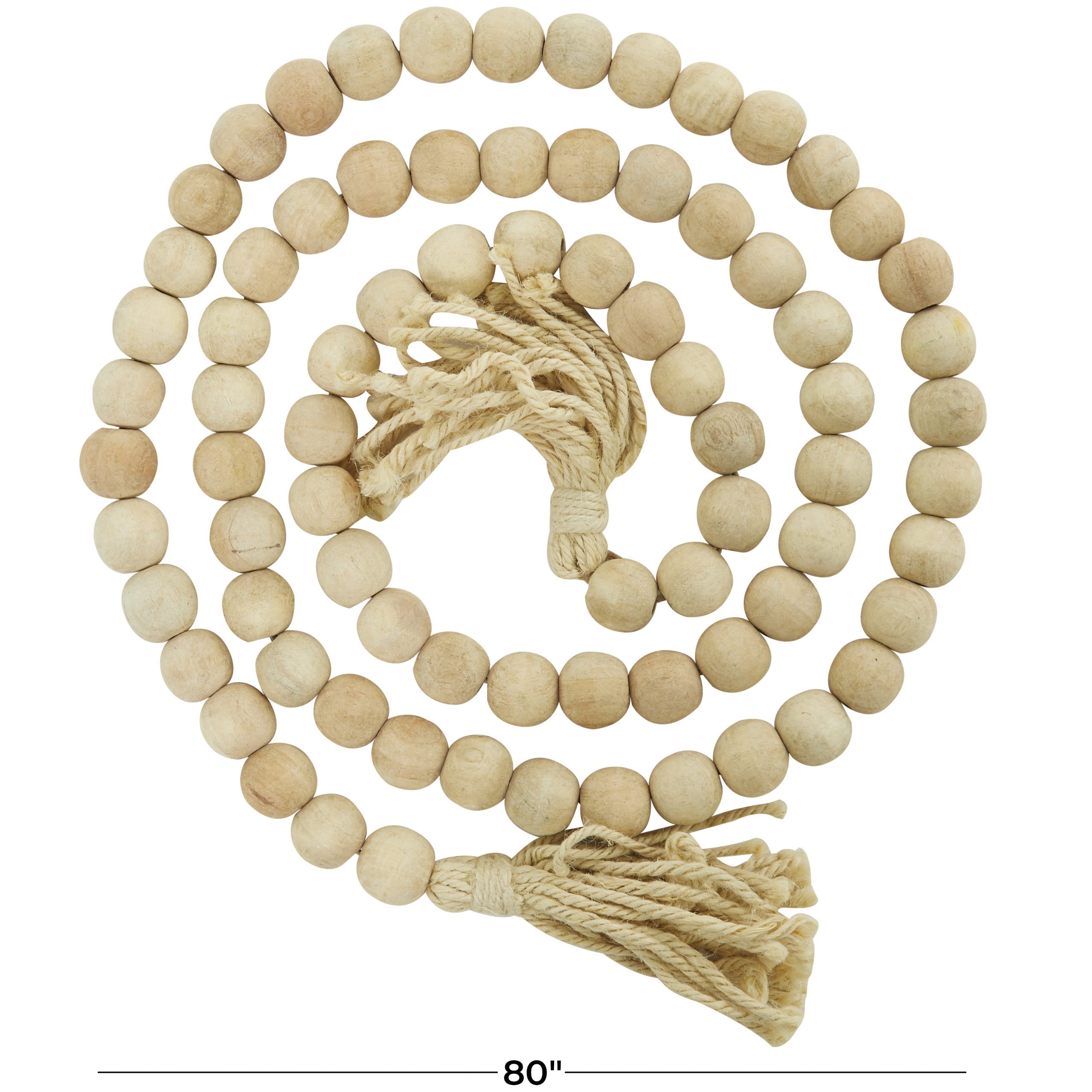 Light Brown Wood Bead Garland with Tassel, 80″L