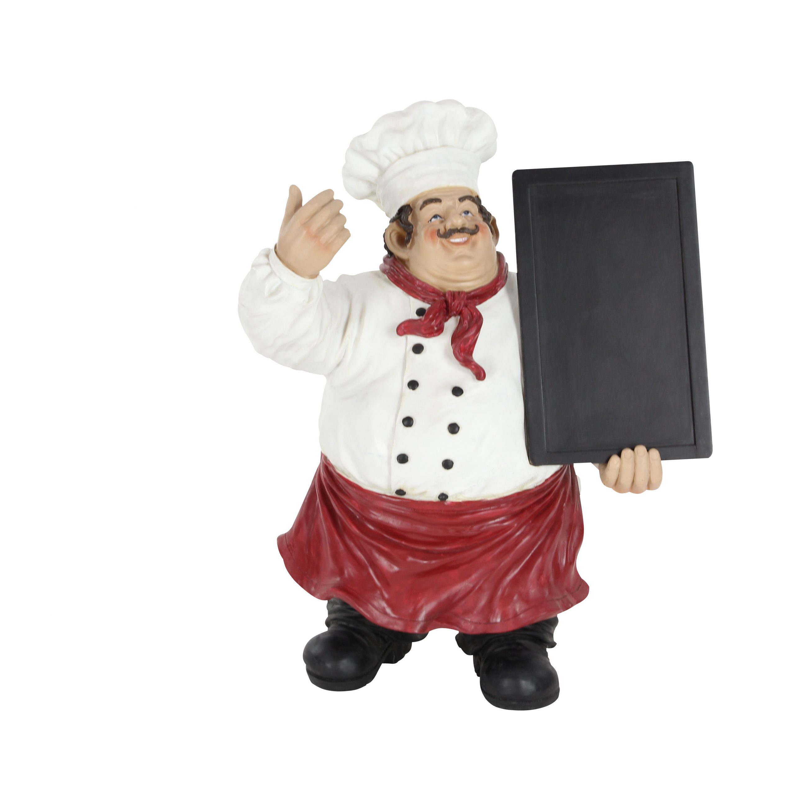 Red, White, And Black Chef Chalk Board Sculpture, 15″W x19″H