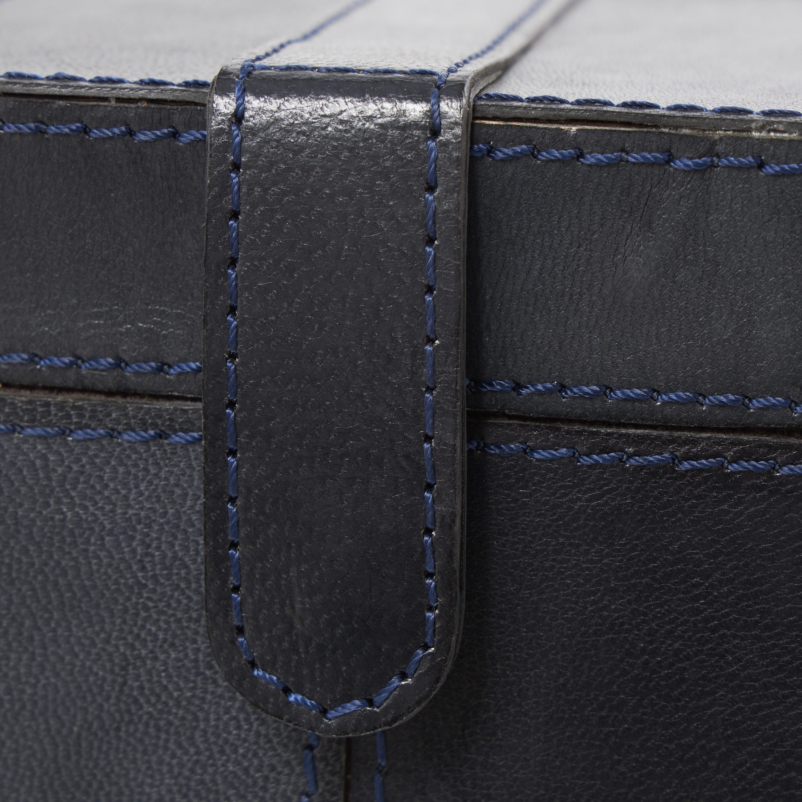 Dark Blue Leather Wine Bottle Holder, 5″W x 15″H