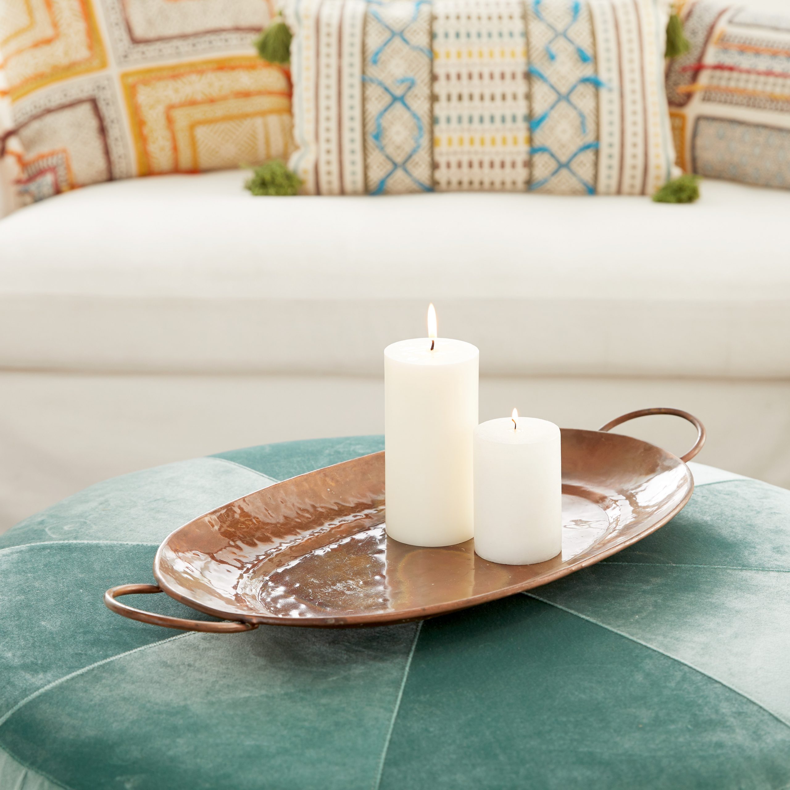 Copper Finish Metal Oval Tray (Set of 3),  27", 24", 22" L