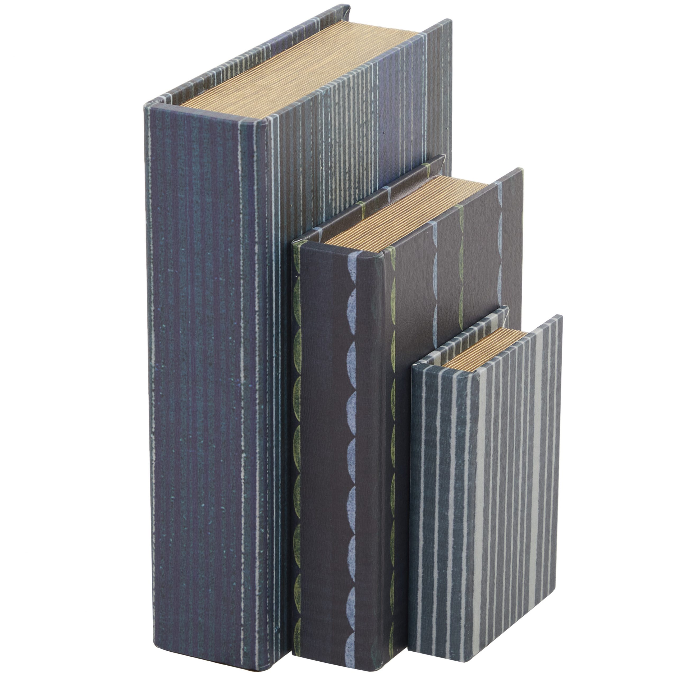 Blue Faux Leather Wooden Nested Book Box (Set of 3), 12″, 9″, 6″
