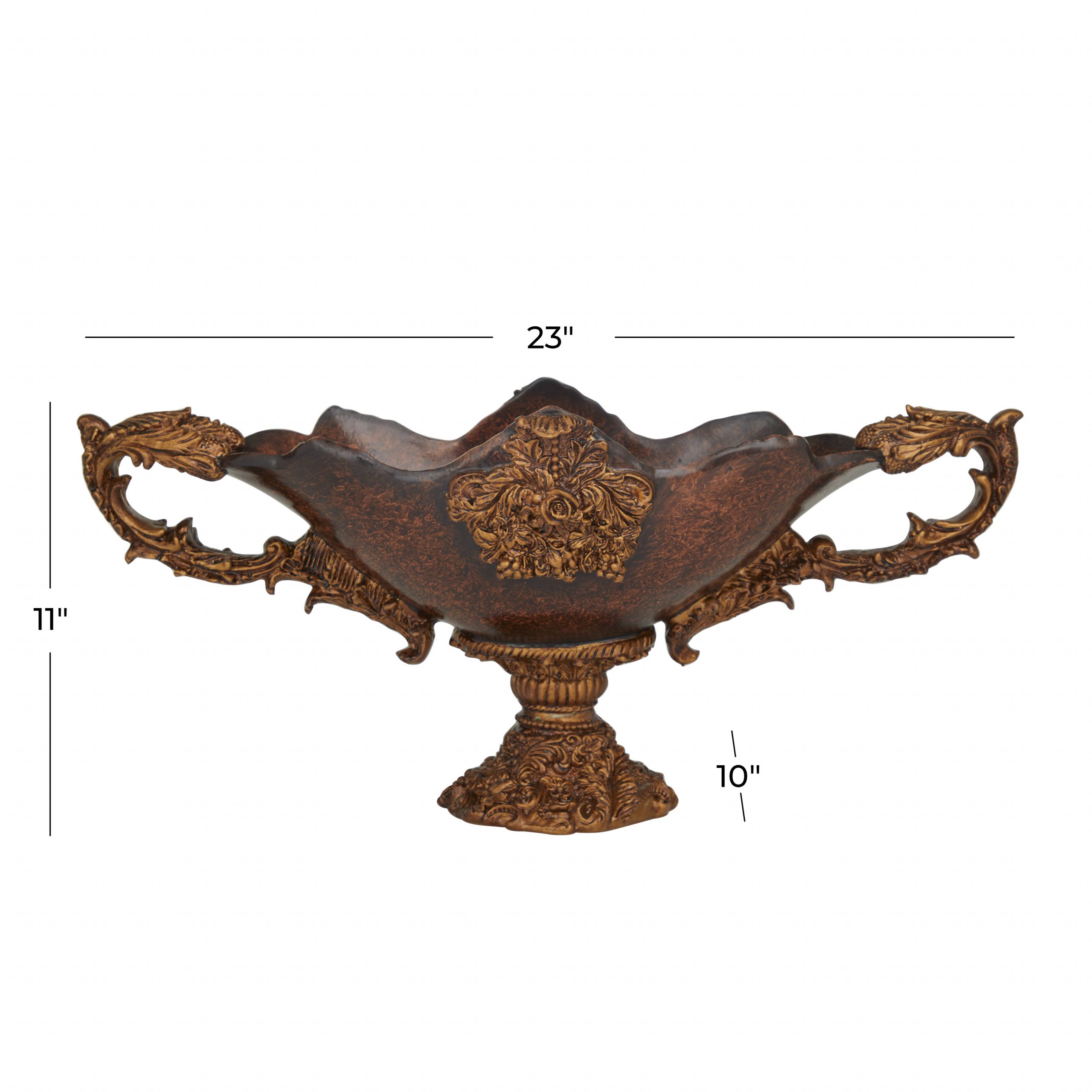 Dark Brown Floral Ornate Decorative Bowl, 23″ x 11″