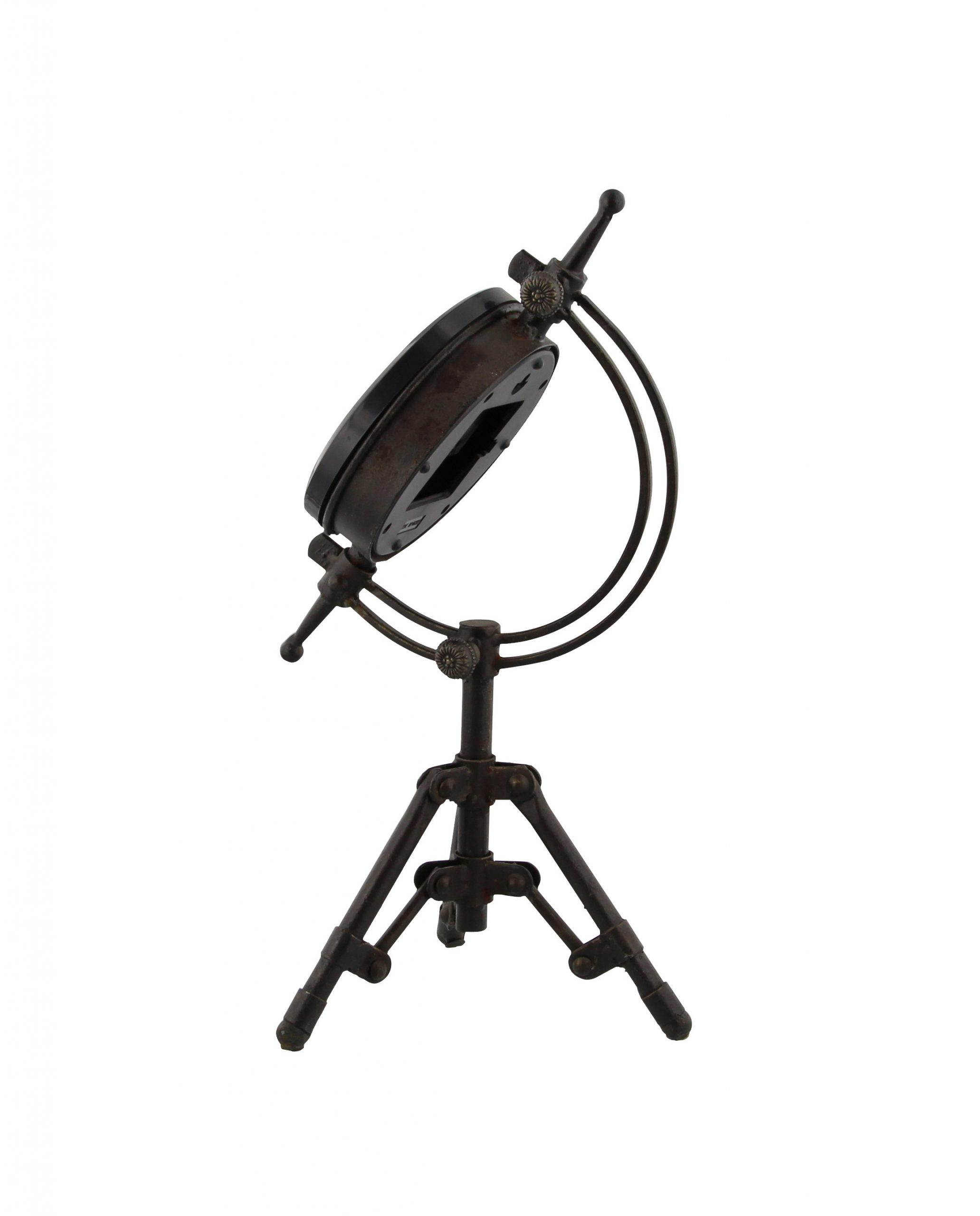 Black Metal Tripod Clock, 14″H