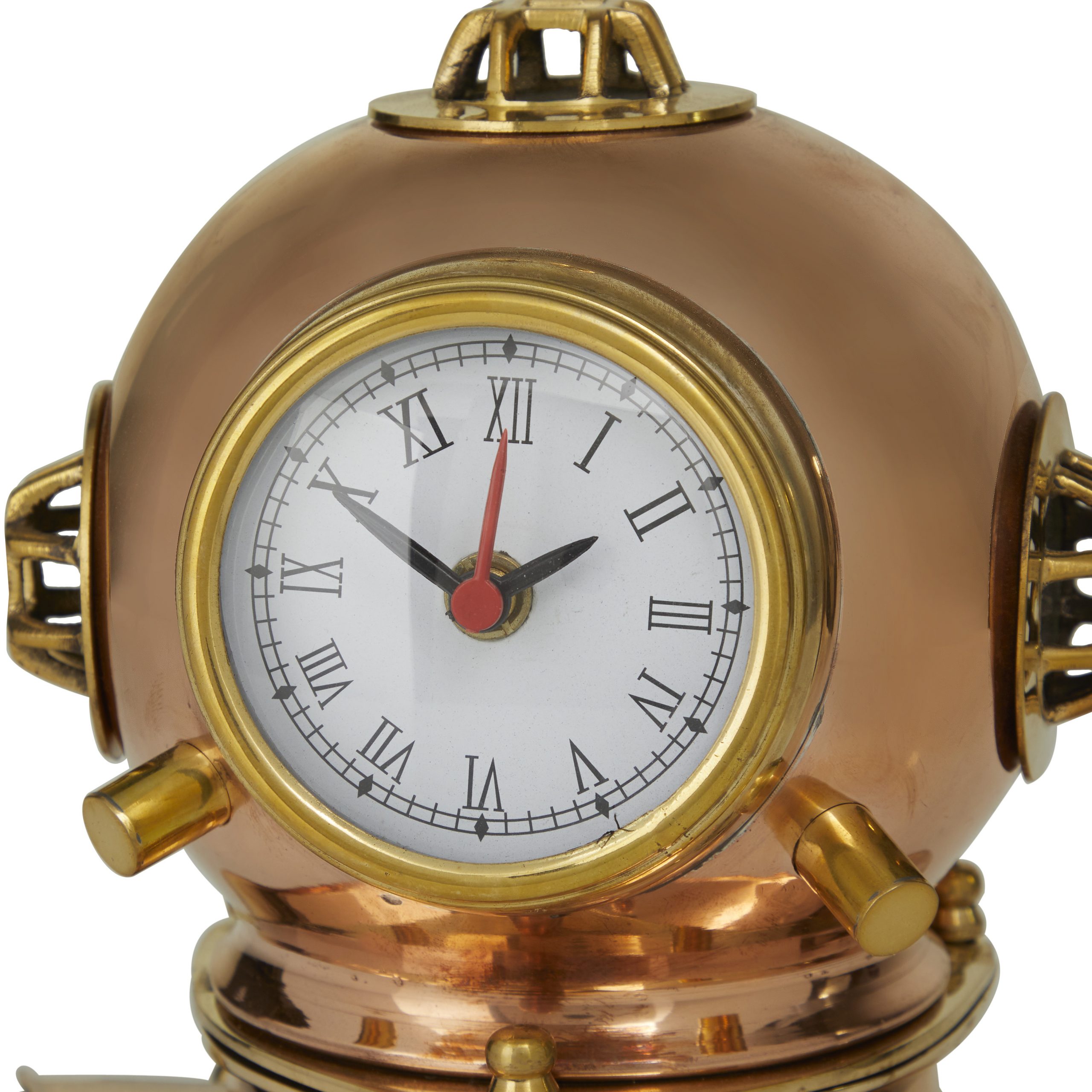 Copper Finish Brass Divers Helmet Clock, 8″W x 8″H
