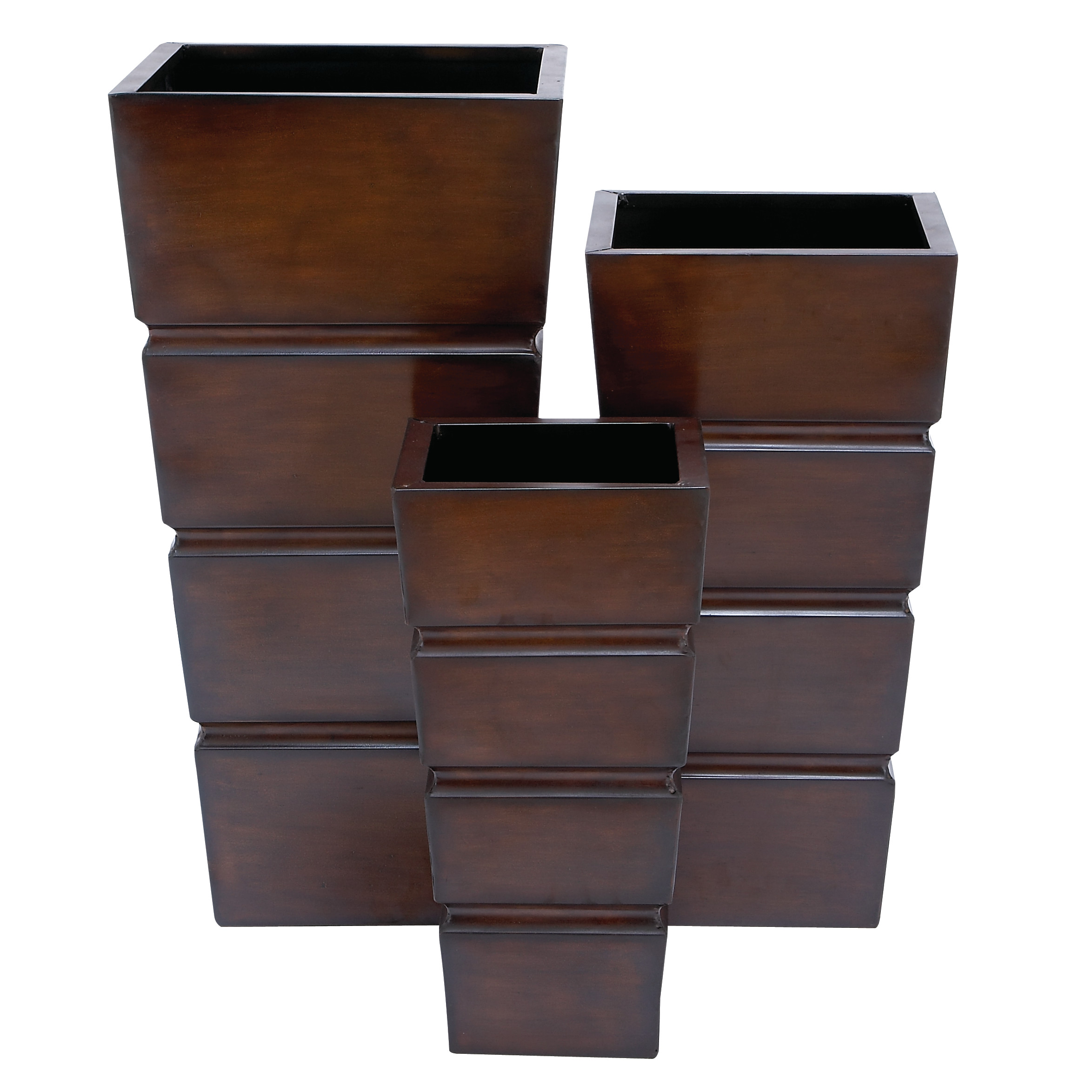 Brown Metal Planter (Set of 3), 31″, 25″, 20″H