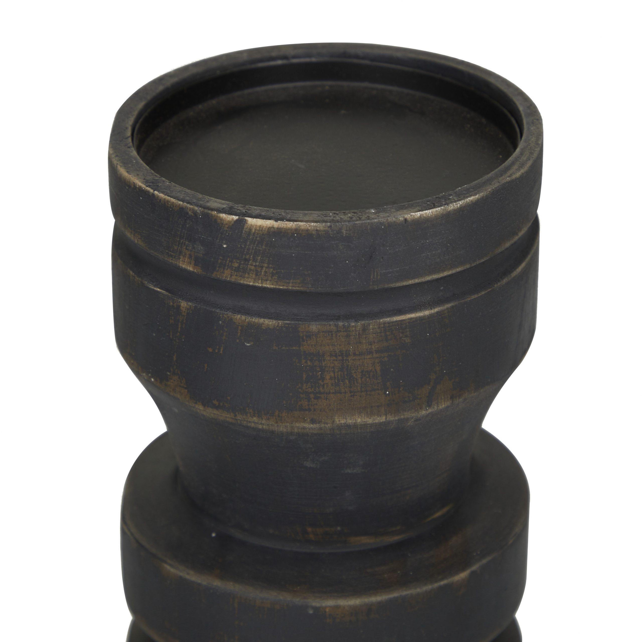 Black Wood Pillar Candle Holder (Set of 3), 14″, 11″, 8″