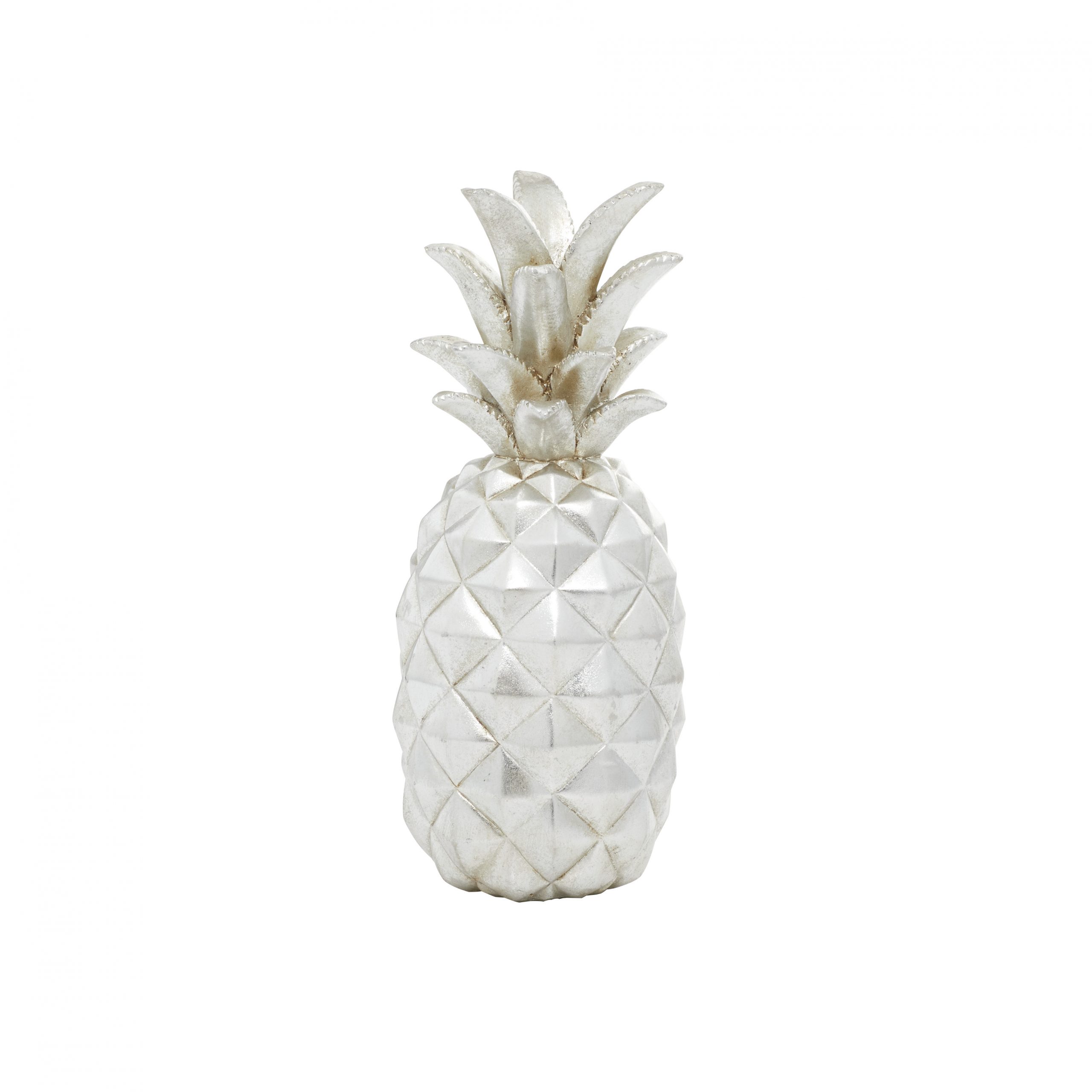 Silver Pineapple Sculpture Poly Stone, 14″H