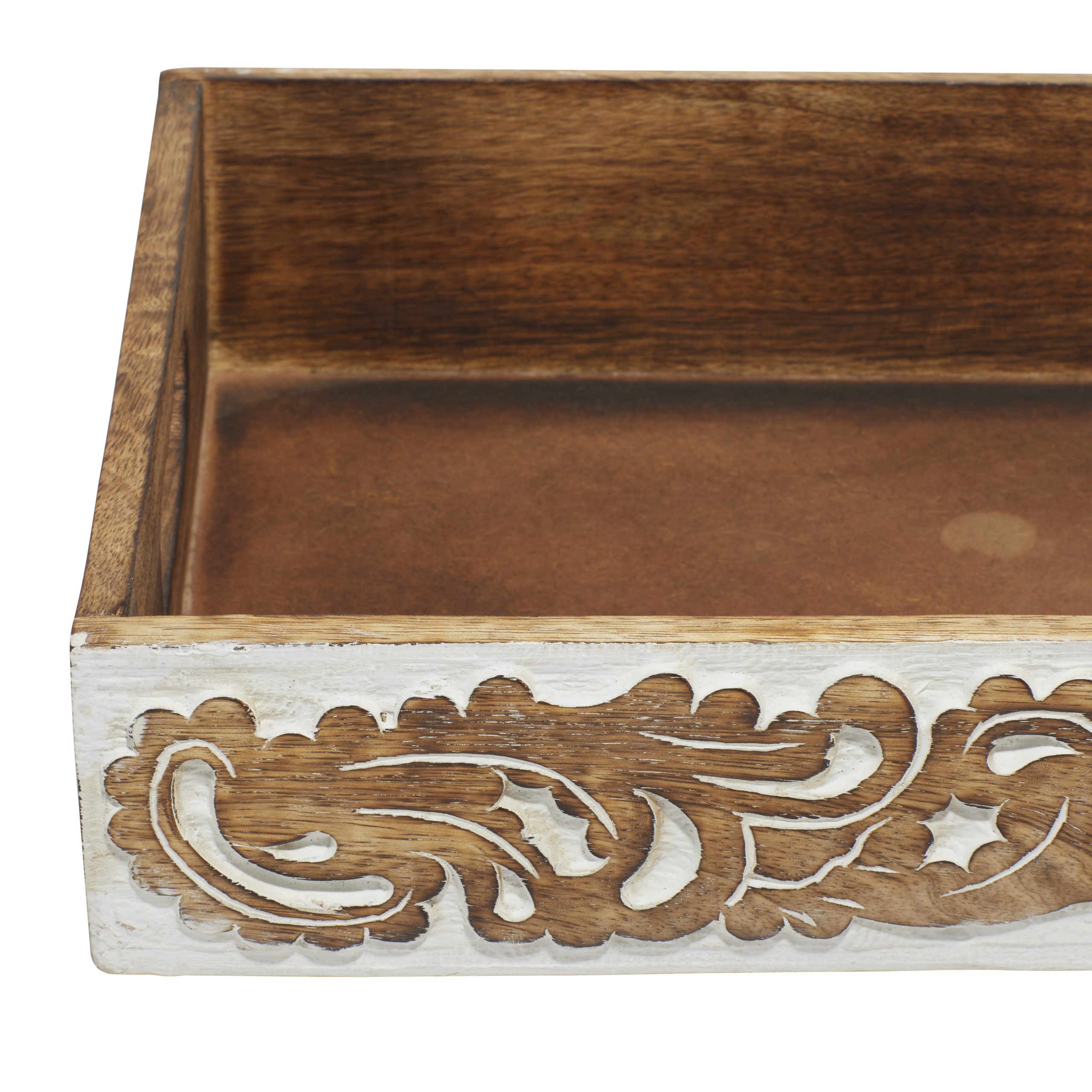 Brown Wooden Carved Tray (Set of 2), 18″, 15″W