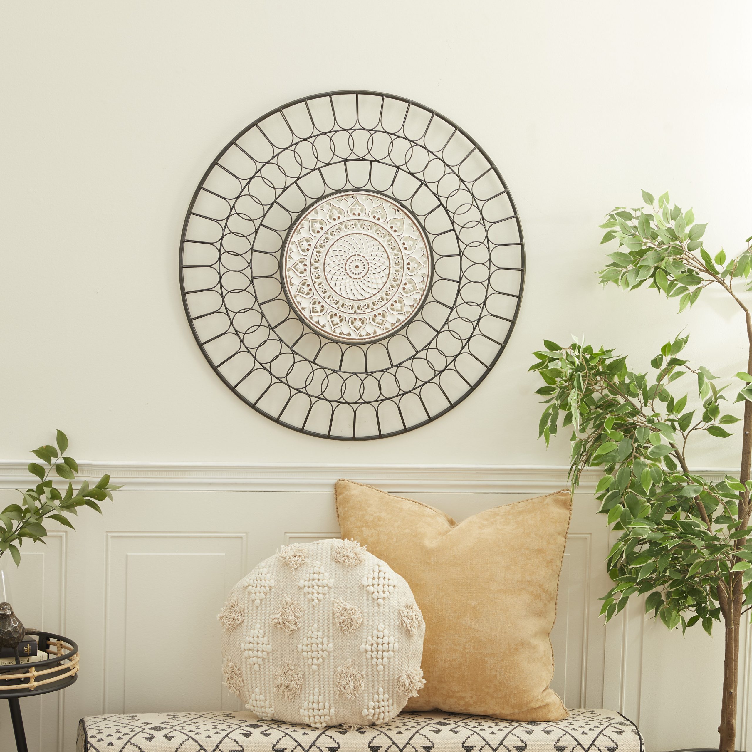 Black Metal Carved Abstract Wall Decor, 32″ x 2″ x 32″
